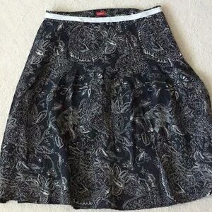 ESPRIT Elegant 100% Silk Black Floral Skirt
